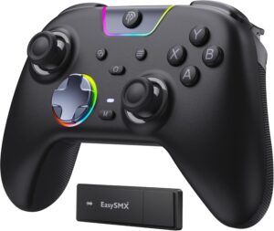 EasySMX X05Pro Wireless Gaming Controller for PC, Switch, Android/iOS | Hall Effect Joysticks, Ultra-Quiet Buttons, 2-Stage Triggers, 1000Hz Polling, Programmable, Black